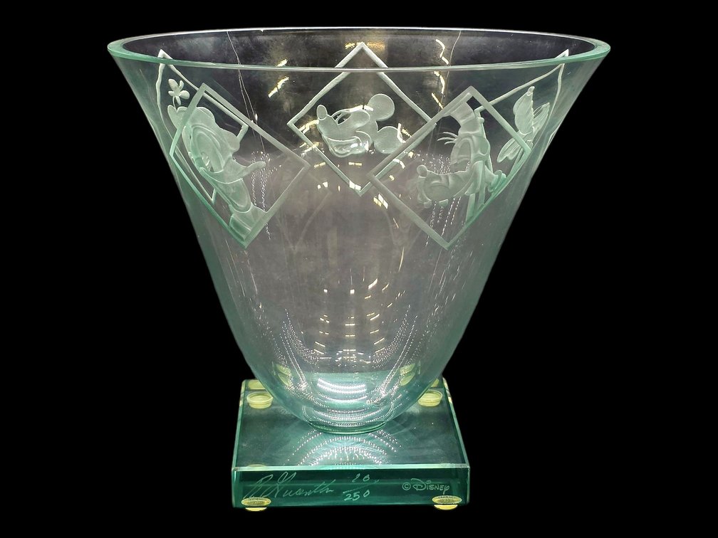 Robert Guenther Etched Glass Disney Vase