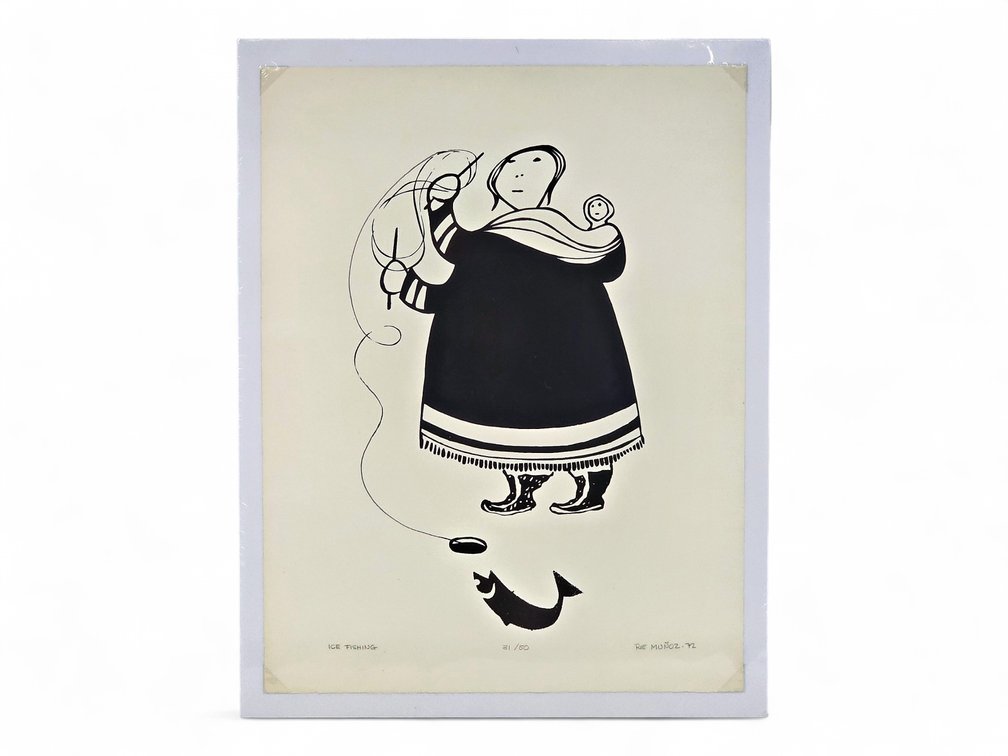 Rie Muñoz "Ice Fishing" Serigraph c.1972