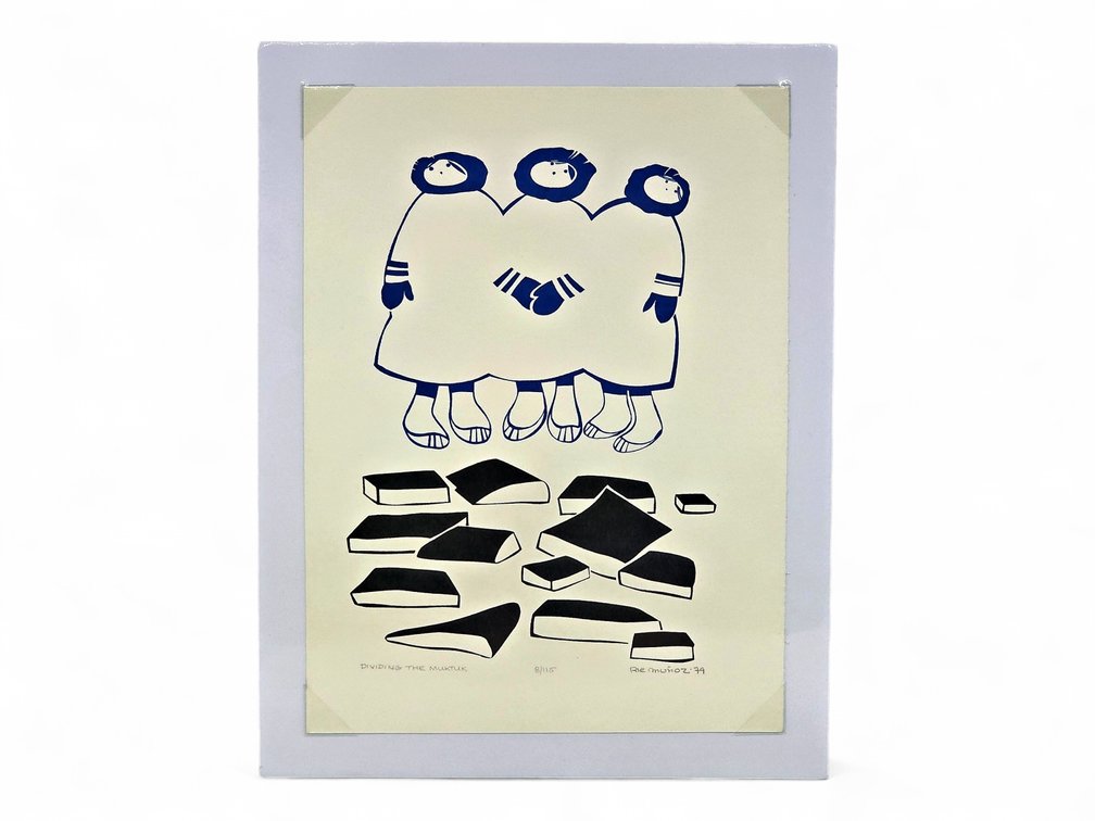 Rie Muñoz "Dividing the Muktuk" Serigraph c.1979