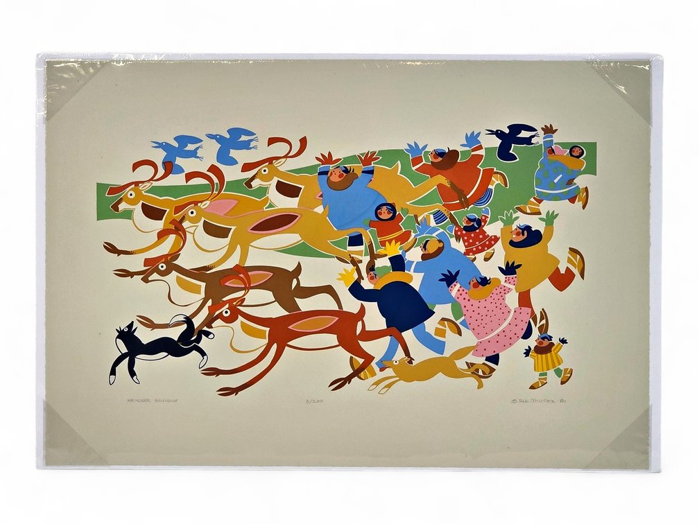 Rie Muñoz "Reindeer Roundup" Serigraph c.1981