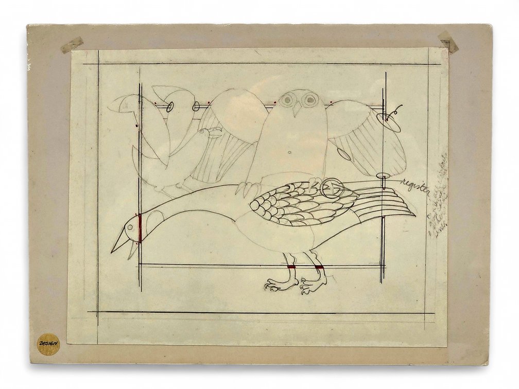 Rie Muñoz "Some Alaskan Birds" Penciled Concept c.1982