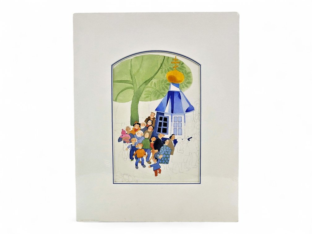 Rie Muñoz "Sunday Morning" Original Watercolor Conceptual Work-in-Progress c.1990s