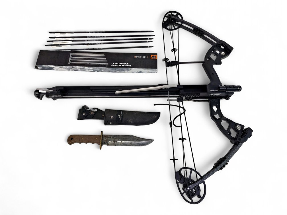 Steambow FENRIS Arrow System, Carbon Arrows & Winchester Bowie Knife