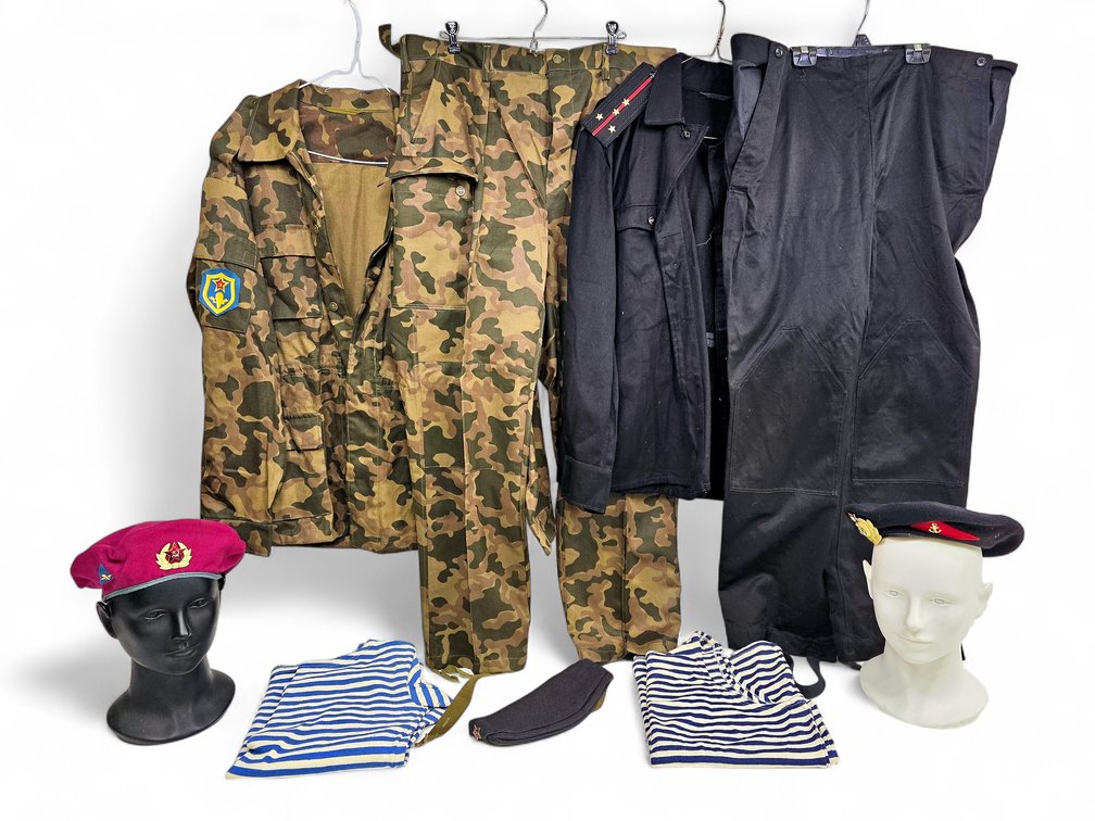 Soviet-Era Camouflage Jacket & Pants, Berets w/ Badges & More- Sizes 54-4, 58-5 & More
