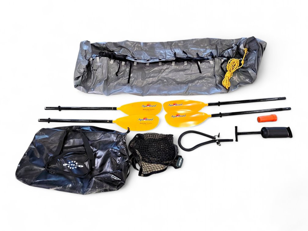 Inflatable Rafting Kit - Raft, Paddles, Air Pump & More