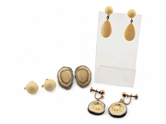 Walrus Ivory & Antler Earrings