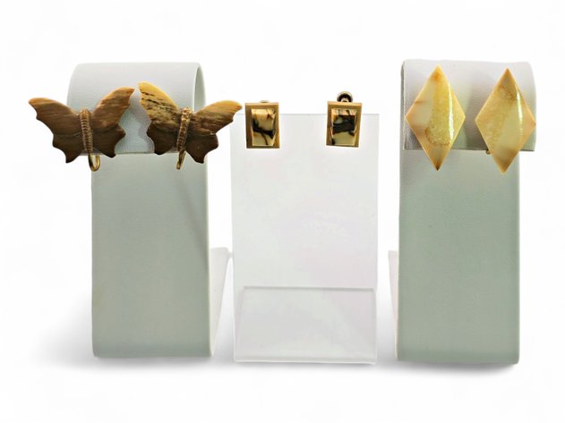 Mammoth & Walrus Ivory Butterfly & Geometric Earrings