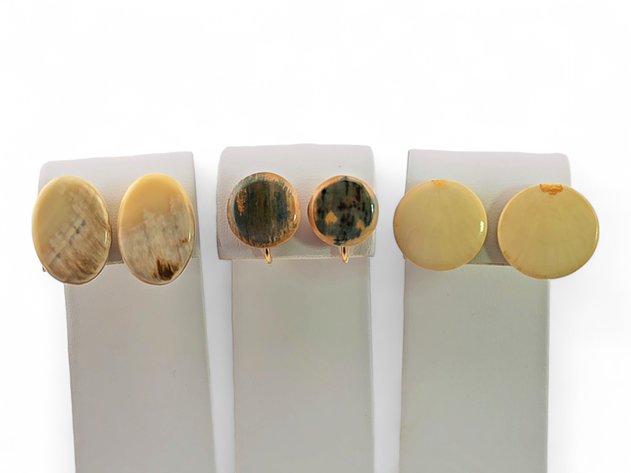 Walrus Ivory Oval & Round Earrings