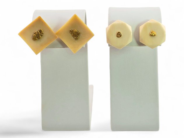 Mammoth Ivory & Gold Nugget Earrings