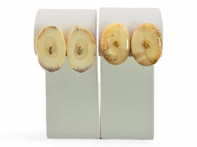Walrus Ivory & Gold Nugget Earrings