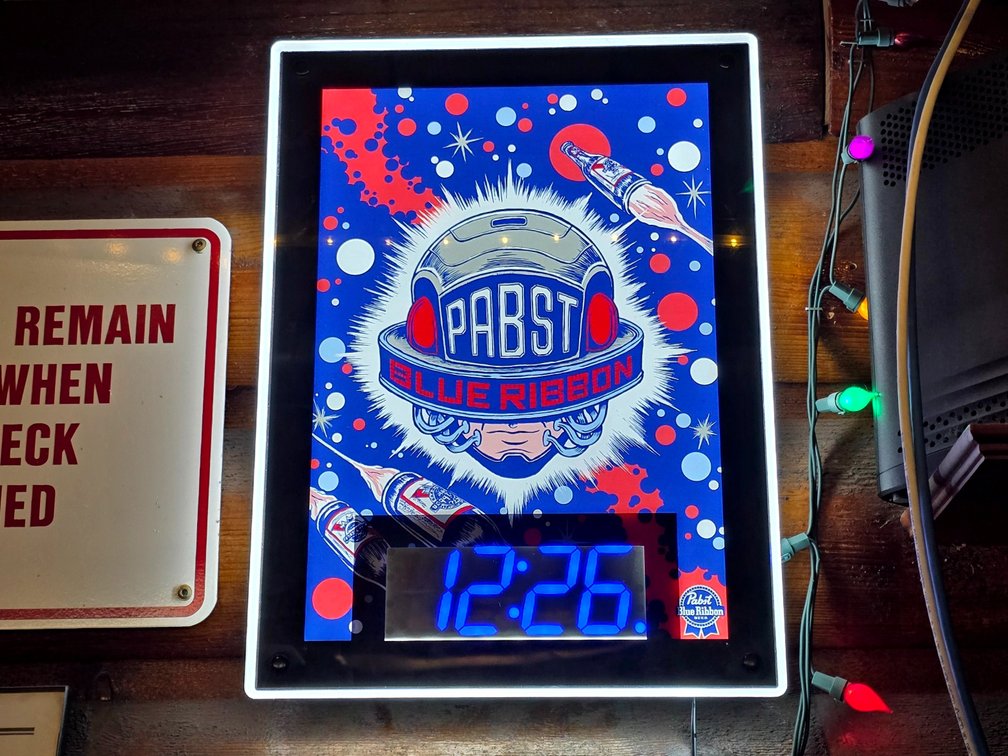 Pabst Blue Ribbon Illuminated Wall Clock Sign