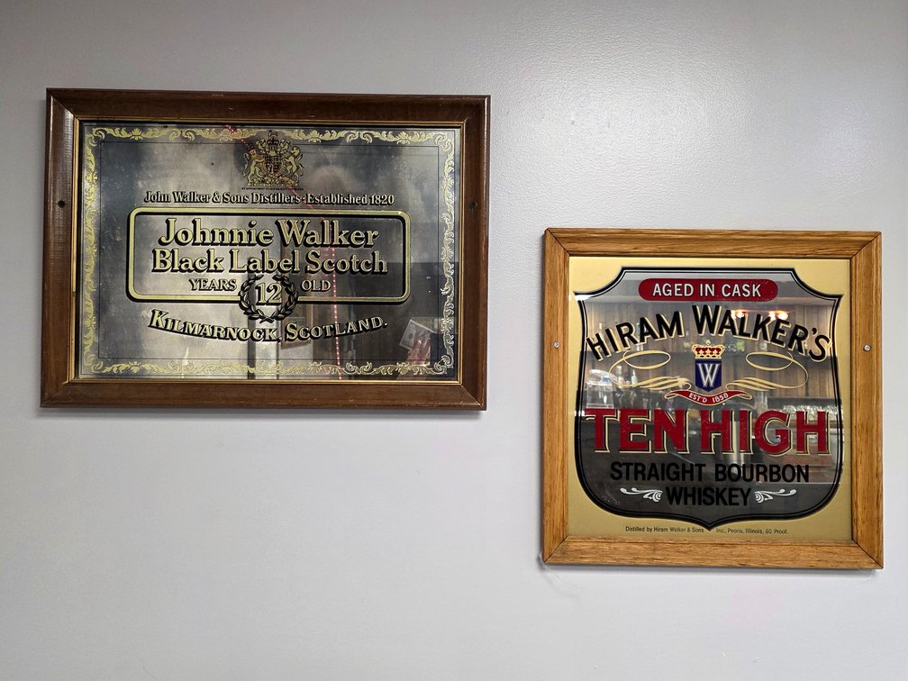 Johnnie Walker Scotch & Hiram Walker Whiskey Bar Mirrors