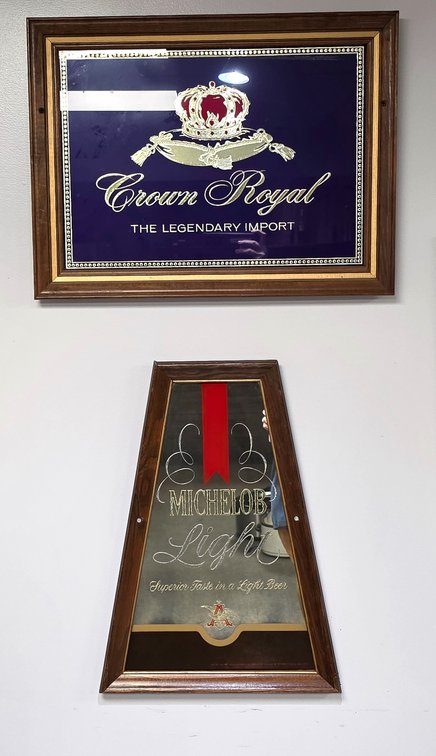 Crown Royal Whiskey & Michelob Light Beer Bar Mirrors