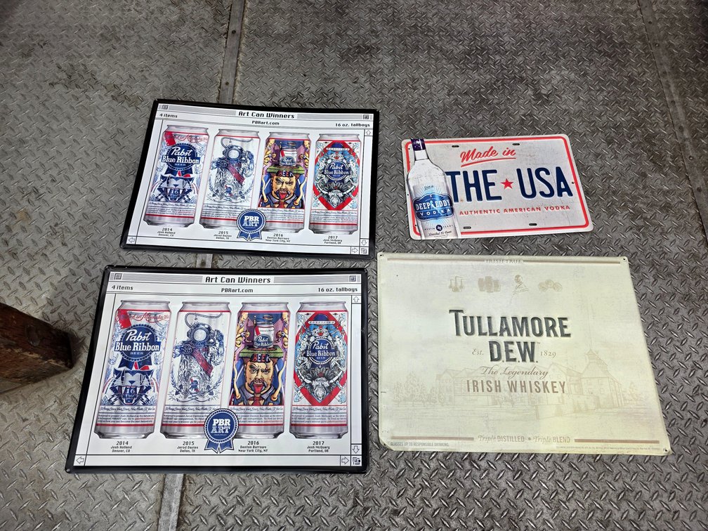 Pabst Blue Ribbon, Deep Eddy & Tullamore DEW Metal Advertising Signs