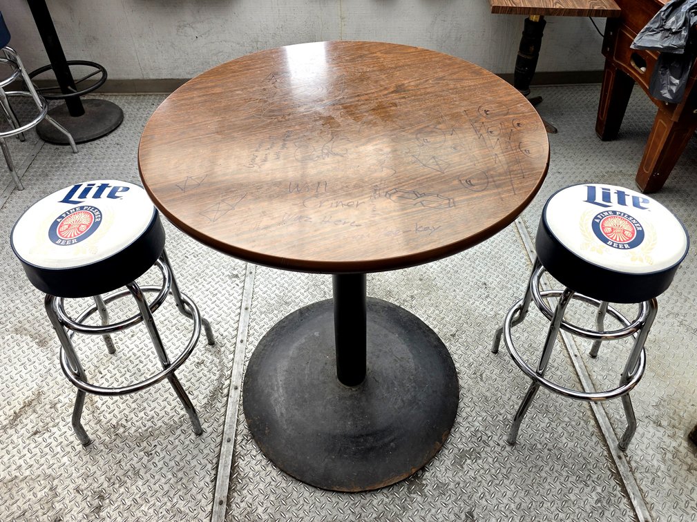 Round Bar Table w/ 2x Miller Lite Bar Stools