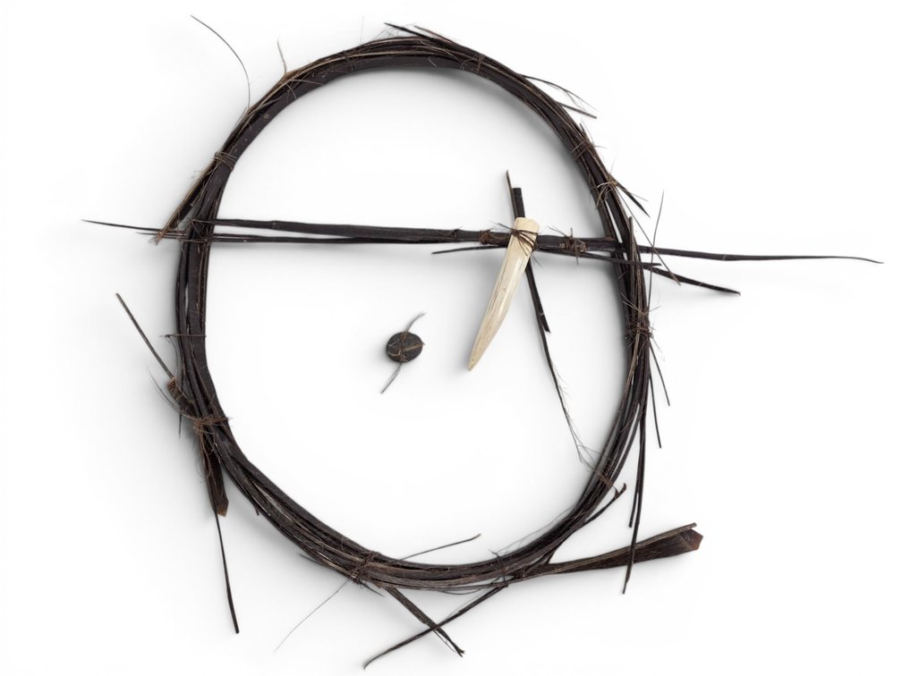 Baleen Wreath Sculpture with Walrus Ivory Accent