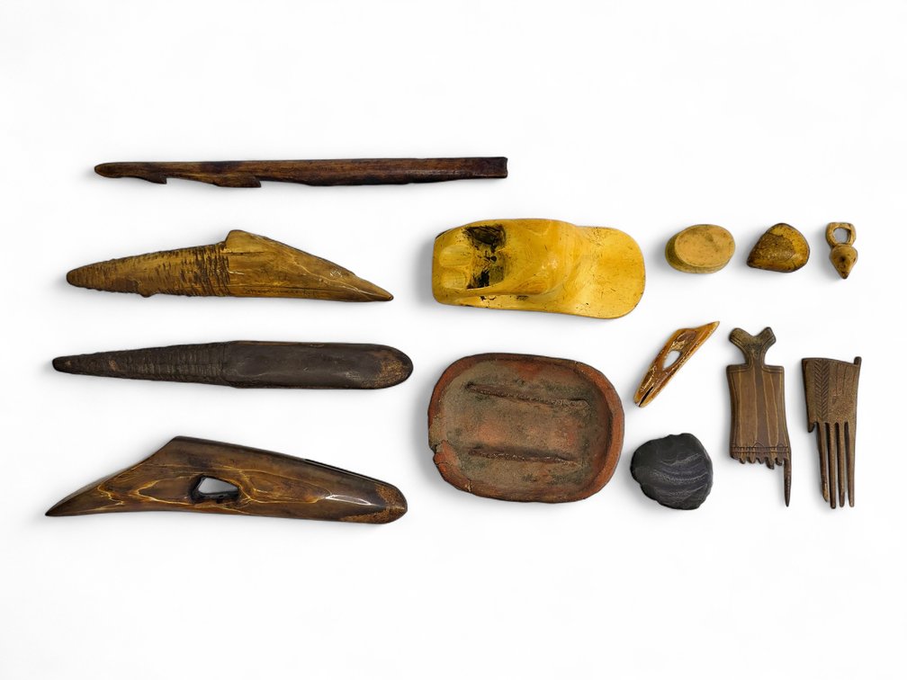 Collection of Alaska Native Artifacts with Harpoon Heads & Oil Lamp