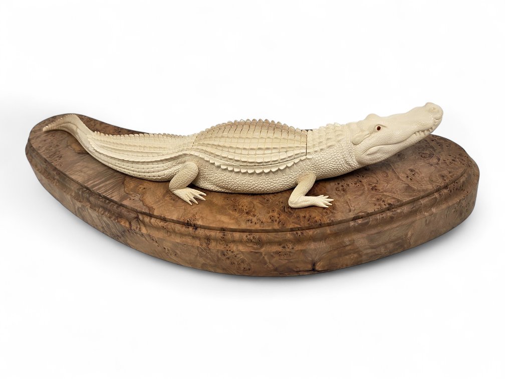 "Albino Alligator" Woolly Mammoth Tusk Sculpture - Vitaliy Martynetz