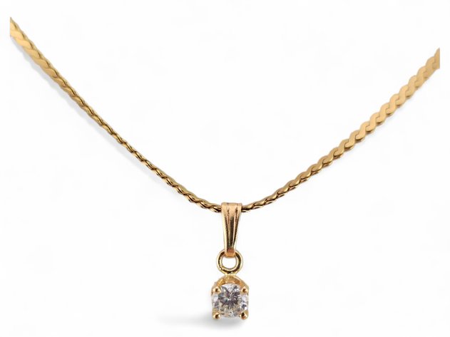 14k Yellow Gold w/ Diamond Necklace