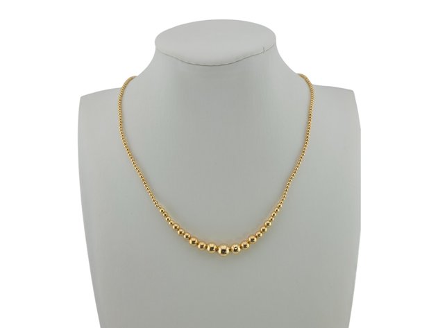14k Yellow Gold Graduated Bead Necklace