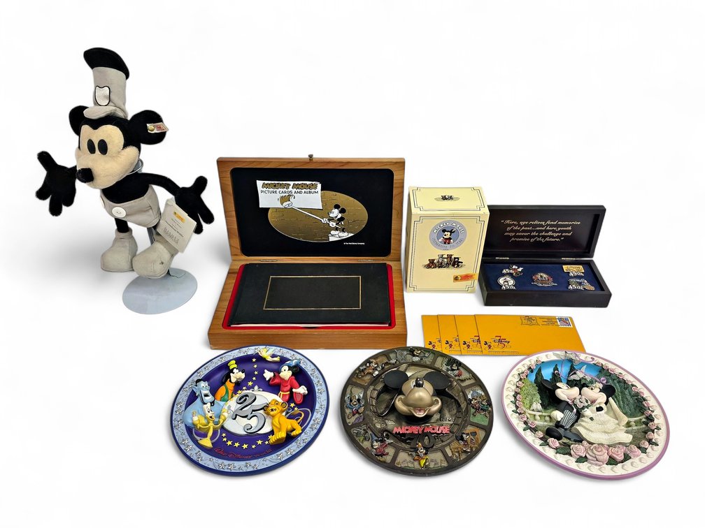 Mickey Mouse Steiff Plushies, Pin Set, Applewood Books Card Set & More