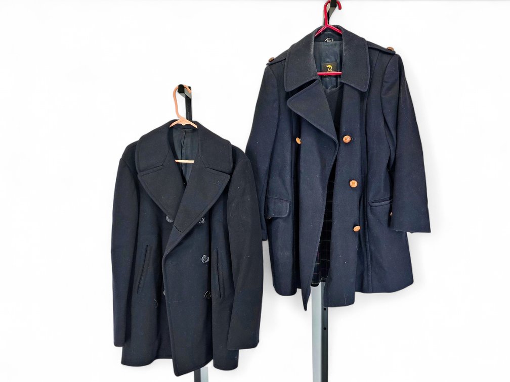 Neiman-Marcus Navy Blue Coat & Black Peacoat