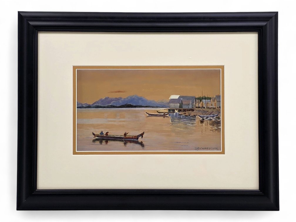 Theodore J. Richardson Tlingit Coastal Village Watercolor Painting