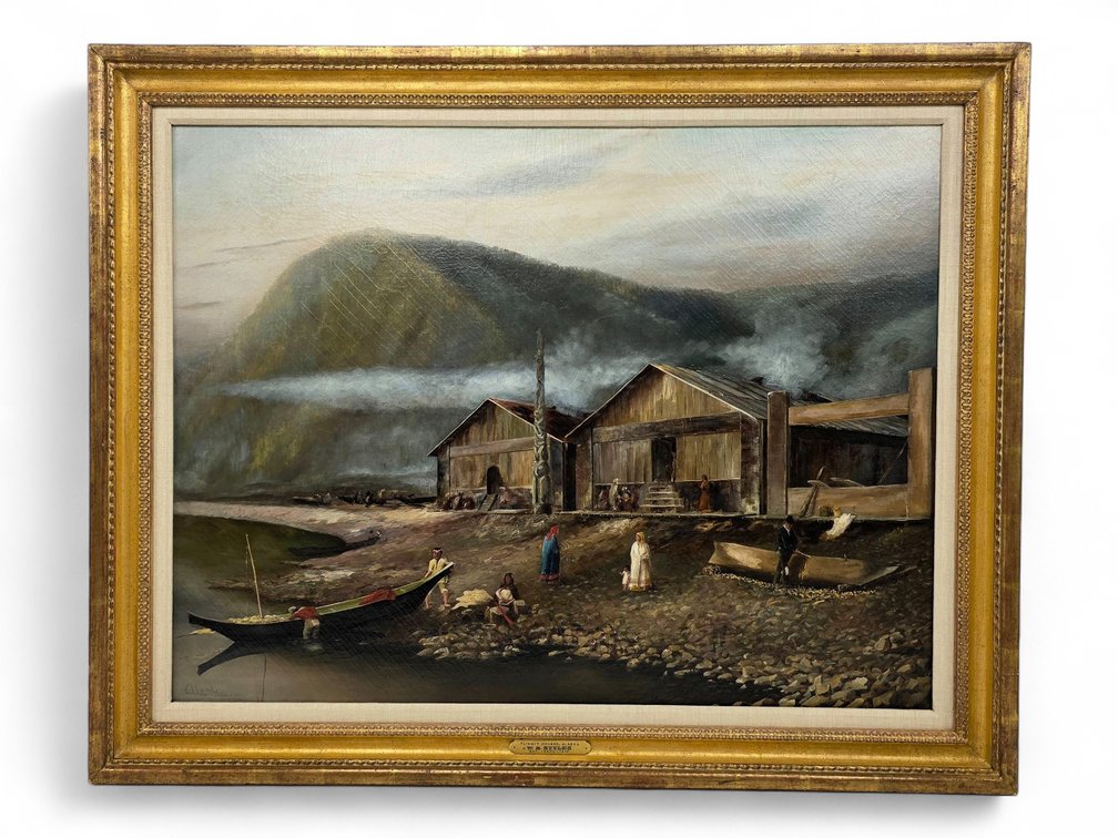 Walter B. Styles "Tlingit Houses, Alaska" Oil Painting