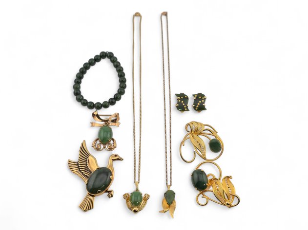 Jade Bracelet, Pin, Necklaces & Earrings