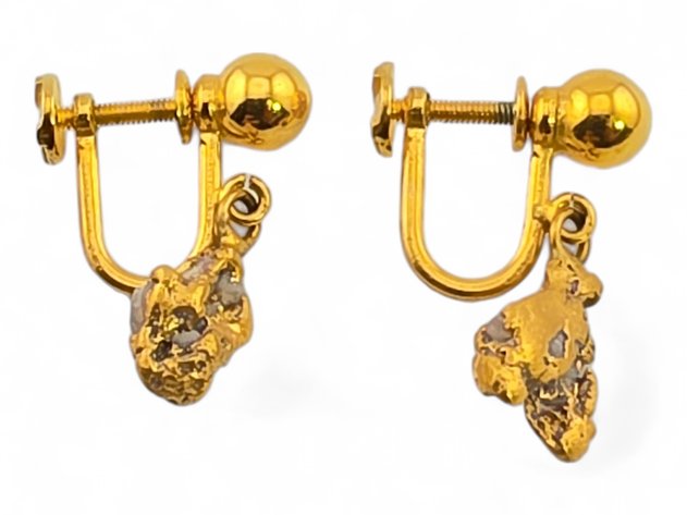 Gold Nugget Drop Earrings