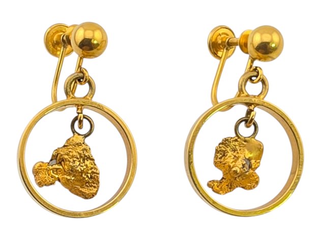 Gold Nugget Dangle Earrings