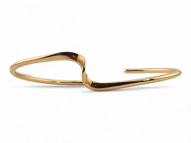 14k Yellow Gold Wave Cuff Bracelet