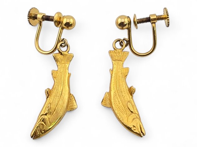 10k Yellow Gold Salmon Earrings