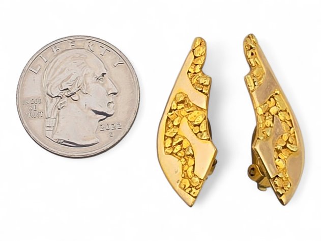 10k Yellow Gold & Gold Nugget Wing Earrings