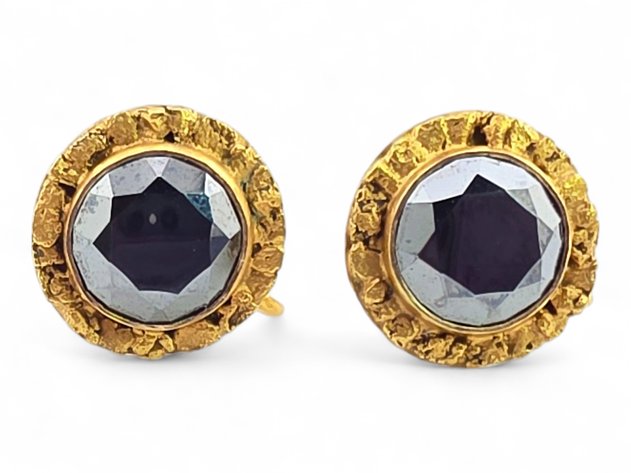 Gold Nugget & Hematite Earrings