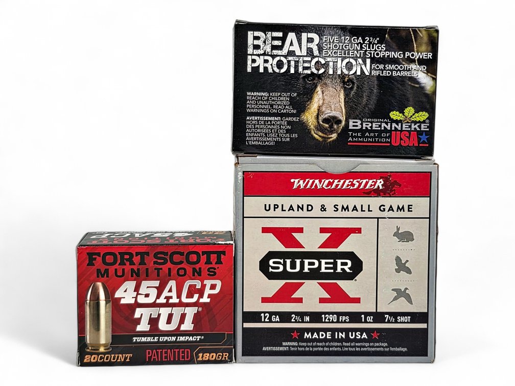 30x Shells 12 GA Brenneke & Winchester & 20x Rounds .45 ACP Fort Scott Munitions Ammunition
