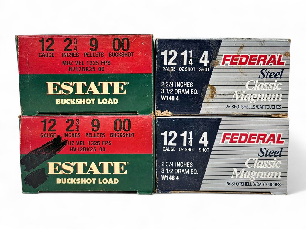 100x Shells 12 GA Estate & Federal Steel Classic Magnum Ammunition
