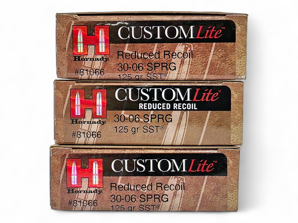 51x Rounds .30-06 SPRG Hornady Custom Lite Reduced Recoil Ammunition