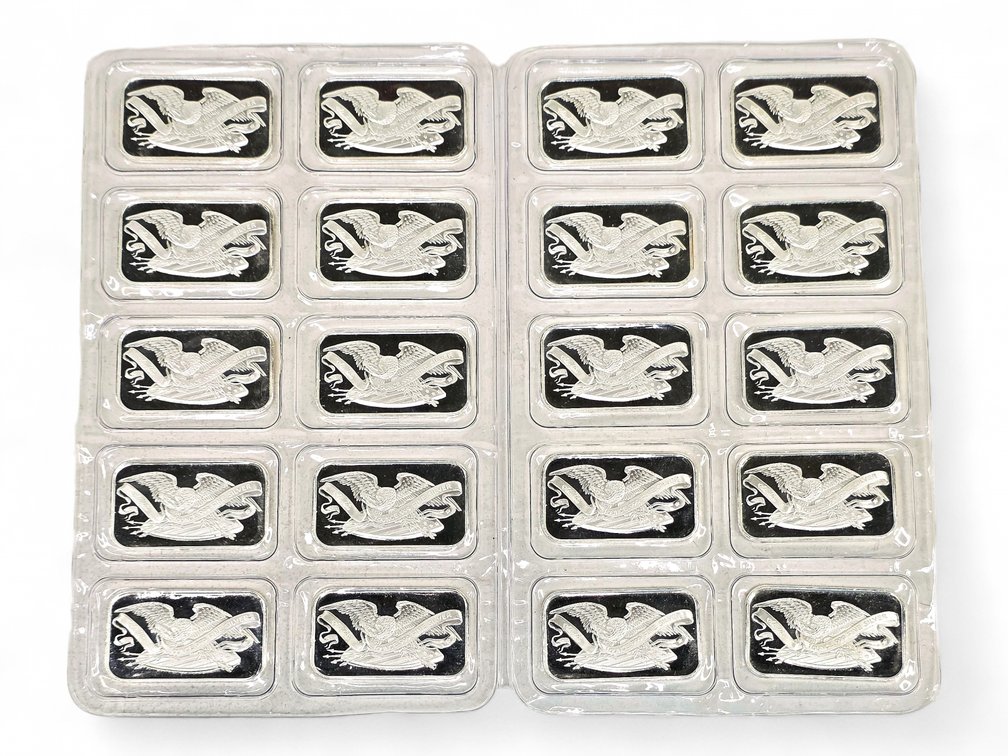 20x SilverTowne Mint Retro Eagle 1 ozt. Silver Bars