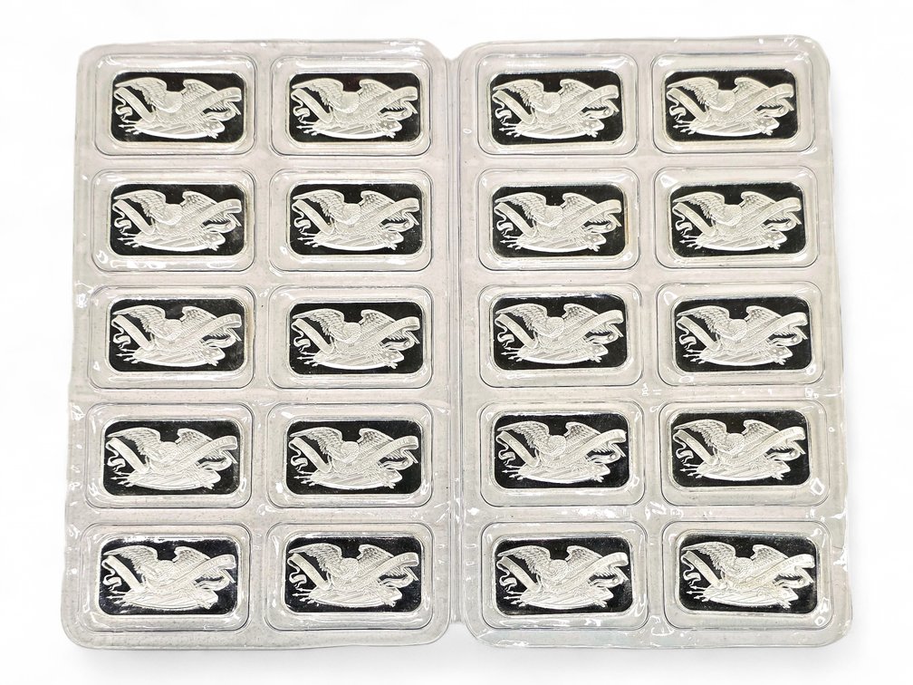 20x SilverTowne Mint Retro Eagle 1 ozt. Silver Bars