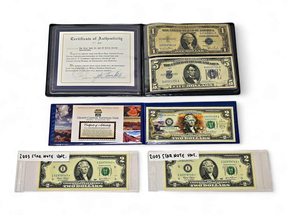 2003 Grand Canyon National Park Bank Note, 1935/1934 Blue Seal Silver Certificates & 2003 Star Notes