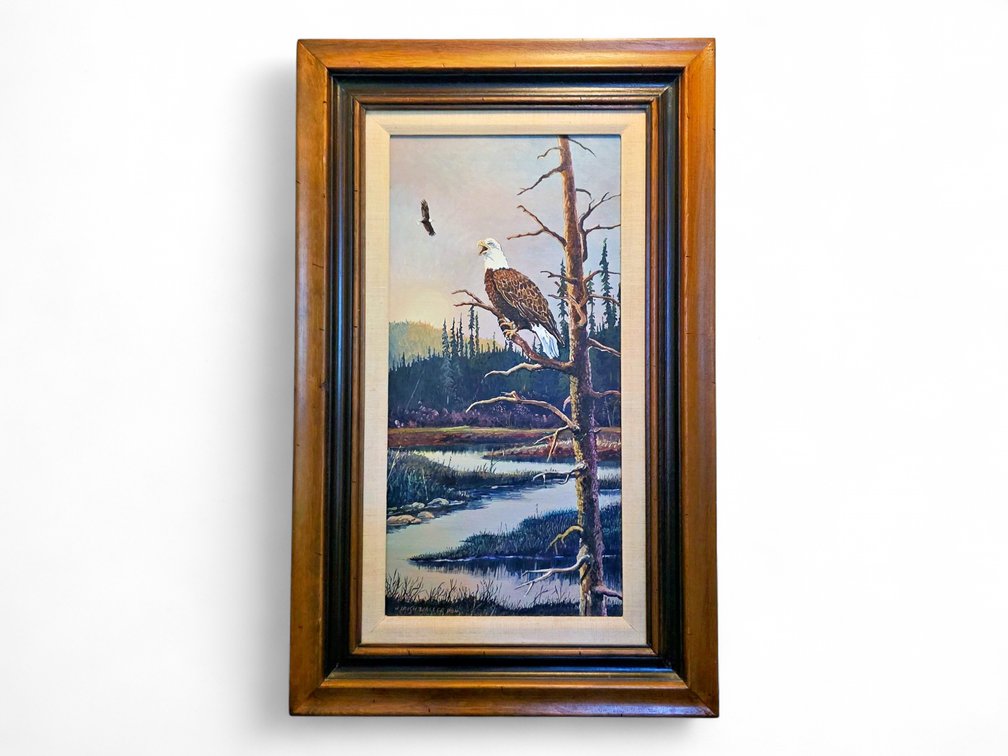 J. Irish Waller Painting of a Bald Eagle