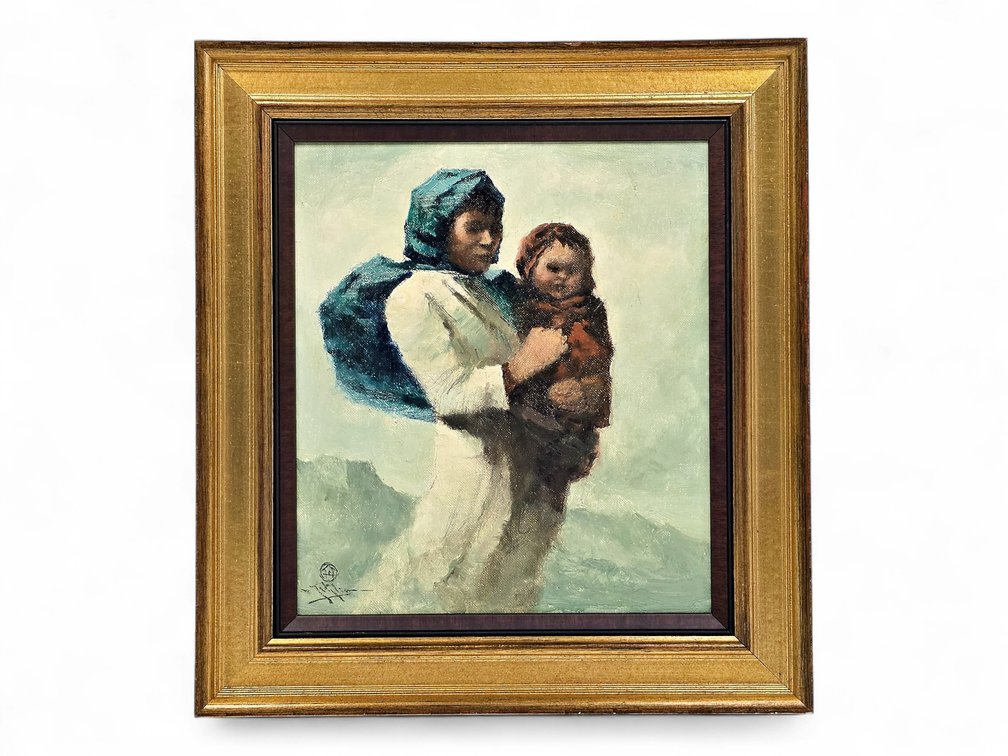 Eustace Ziegler Oil Painting of Tanana Mother & Child