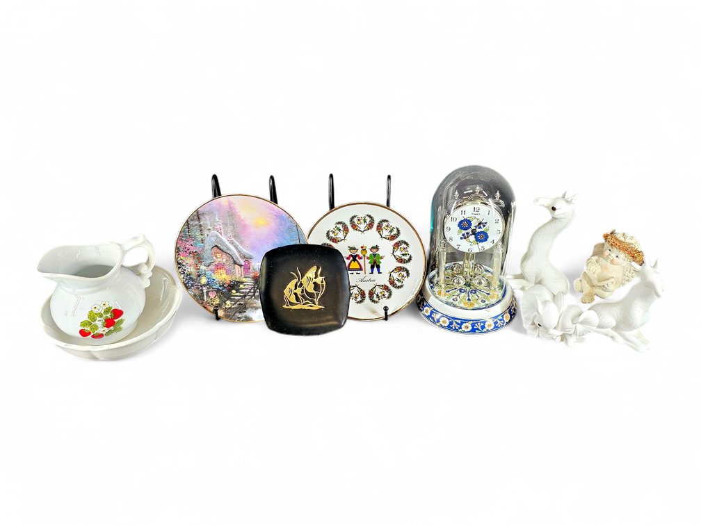 Thomas Kinkade Plate, Timex Floral Clock & More