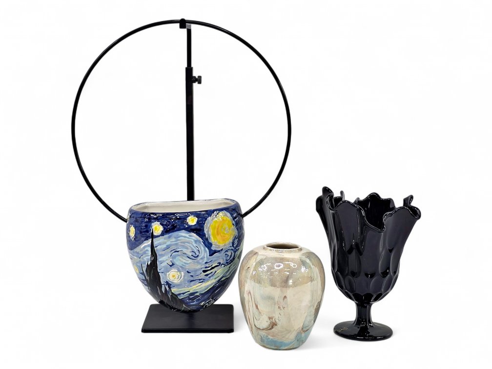 "The Starry Night" Hanging Pot, Alaska Vase & Fenton Art Glass