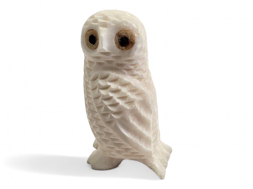 Walrus Ivory Owl figurine w/ Fossilized Walrus Ivory & Baleen Eyes - Ahtoghame