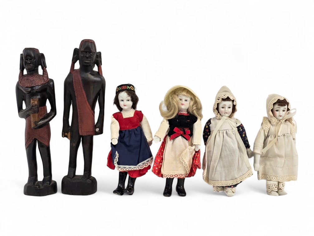 African-Style Statuettes & Porcelain Dolls