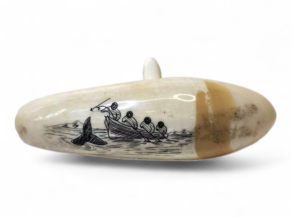 Whale Tooth w/ Whale Hunter Scrimshaw