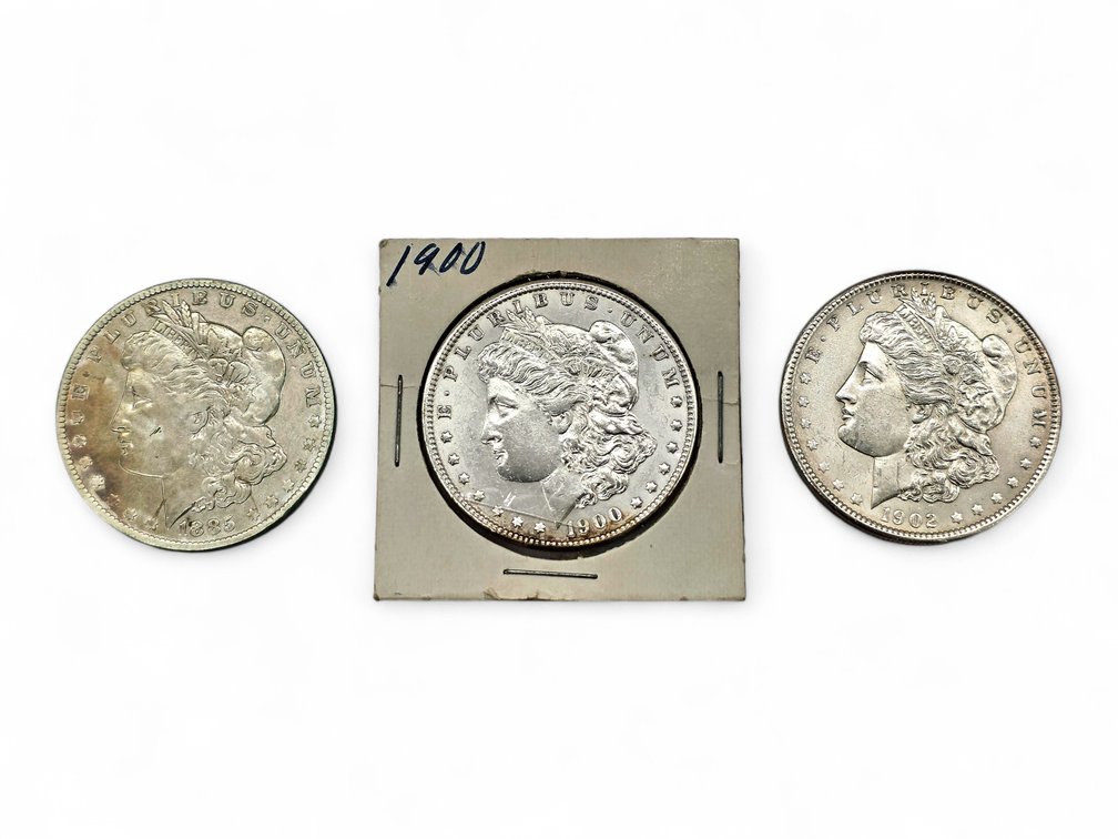 1885-O, 1900 & 1902-O Morgan Silver Dollars