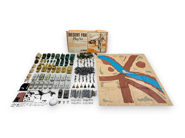Marx Desert Fox Playset w/ Figurines, Play Mat & Flags